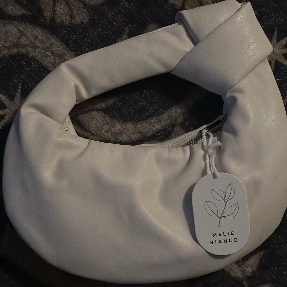 Melie Bianco Ivory Knot Handle Mini Shoulder Bag